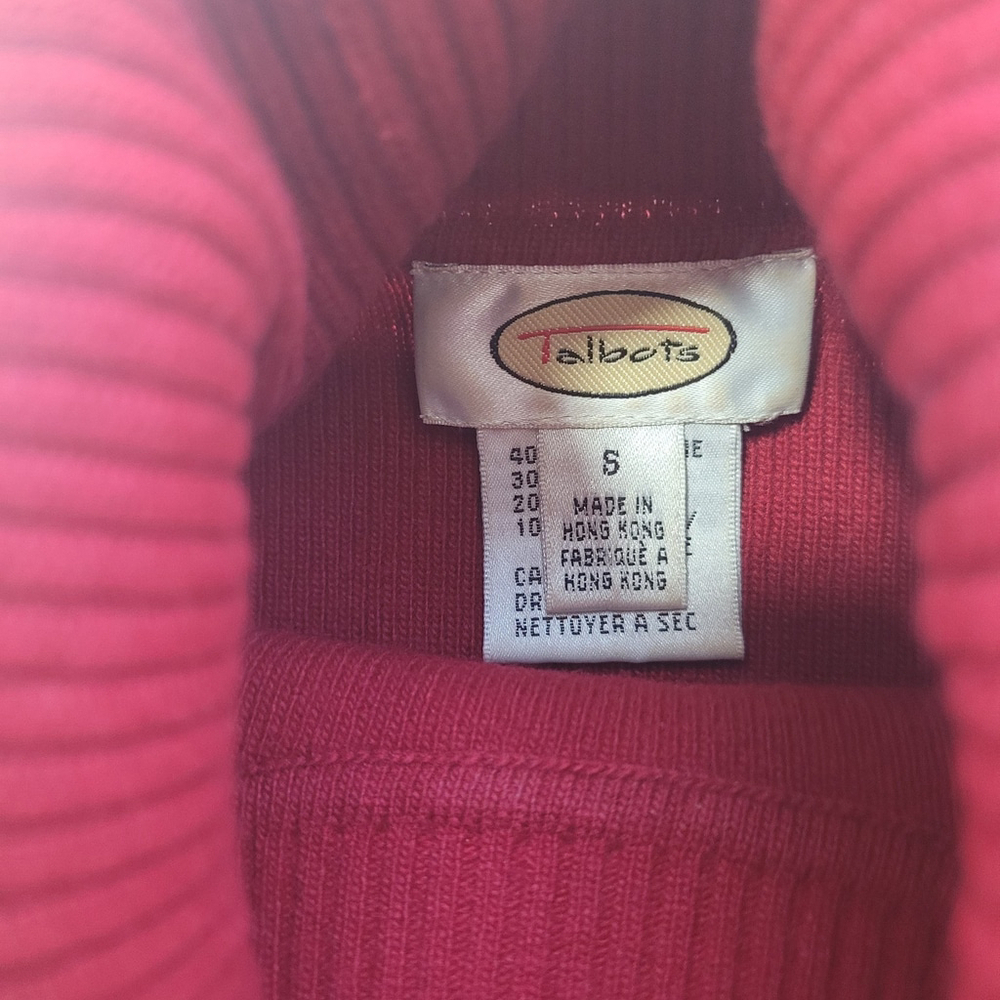 Talbots Sweater Women's Wool Cashmere Blend Knit RED Crew Neck Short Sleeve SZ S - Picture 4 of 8
